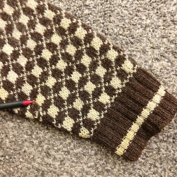 Vintage Edward Bryan Sweater Mens Medium Wool Fair Isle Brown Chunky 90s Grunge - Picture 7 of 10